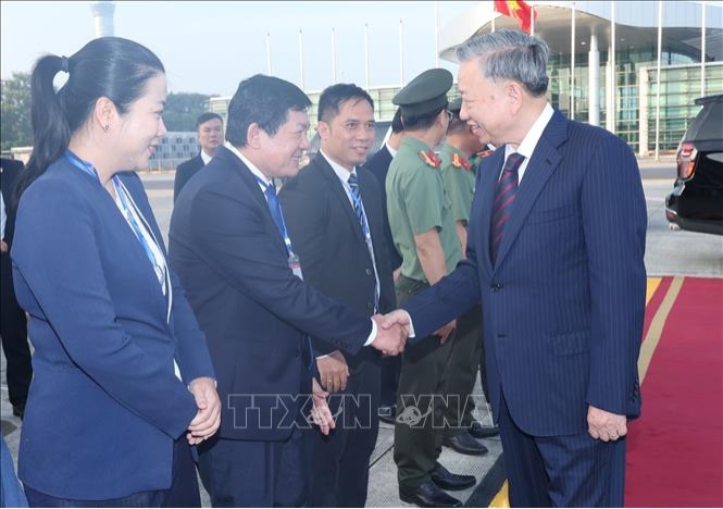 Lễ tiễn Chủ tịch nước Tô Lâm tại Sân bay quốc tế Nội Bài (Hà Nội). Ảnh: Nhan Sáng/TTXVN