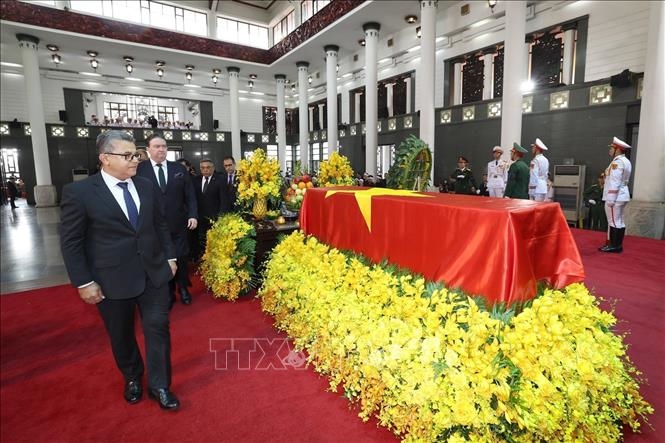 Đoàn Ngoại giao tại Hà Nội do Đại sứ Palestine Saadi Salama làm Trưởng đoàn, viếng Tổng Bí thư Nguyễn Phú Trọng.