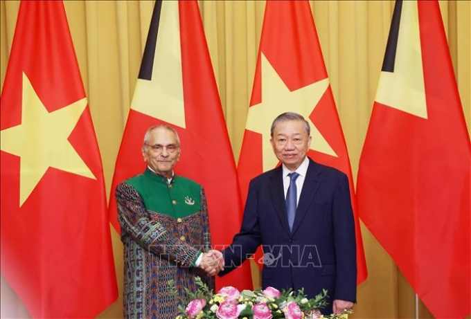 Chủ tịch nước Tô Lâm và Tổng thống Timor-Leste Jose Ramos-Horta. (Ảnh: TTXVN)