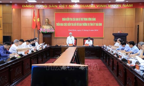 Đoàn kiểm tra của Ban Bí thư làm việc với Ban Thường vụ Tỉnh ủy Thái Bình