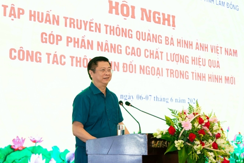 Đồng chí Trương Quang Hoài Nam, Phó Trưởng Ban Đối ngoại Trung ương phát biểu tại Hội nghị  tập huấn truyền thông quảng bá hình ảnh Việt Nam, góp phần nâng cao chất lượng, hiệu quả công tác thông tin đối ngoại trong tình hình mới. (Nguồn: BTC)