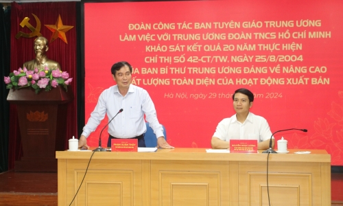 Đoàn công tác Ban Tuyên giáo Trung ương khảo sát 20 năm thực hiện Chỉ thị 42-CT/TW tại Trung ương Đoàn TNCS Hồ Chí Minh