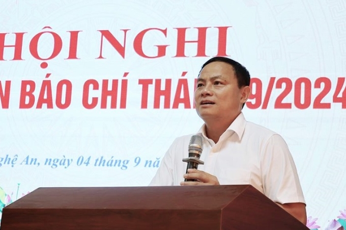 Đồng chí Phạm Ngọc Cảnh, Phó Trưởng Ban Tuyên giáo Tỉnh ủy Nghệ An phát biểu kết luận Hội nghị.