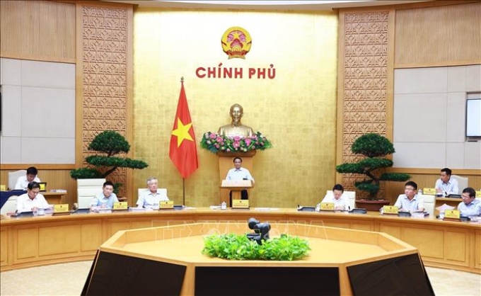 Thủ tướng Phạm Minh Chính chủ trì phiên họp Chính phủ chuyên đề về xây dựng pháp luật tháng 9 năm 2024. (Ảnh: TTXVN)