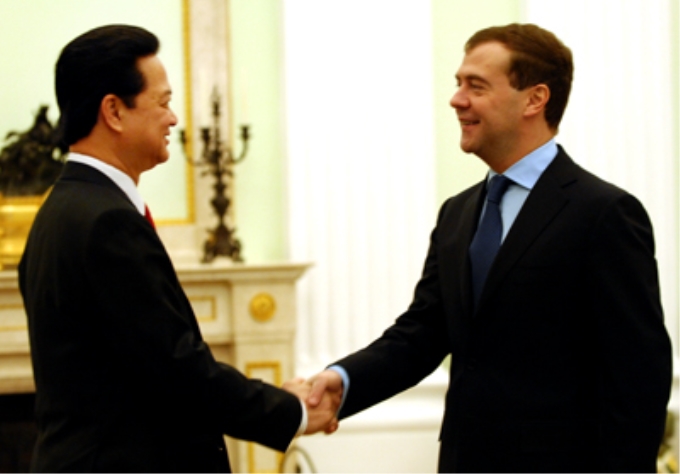 Tổng thống Nga D. Medvedev hoan nghênh chuyến thăm của Thủ tướng Chính phủ Nguyễn Tấn Dũng và Đoàn cấp cao Chính phủ Việt Nam - Ảnh Chinhphu.vn