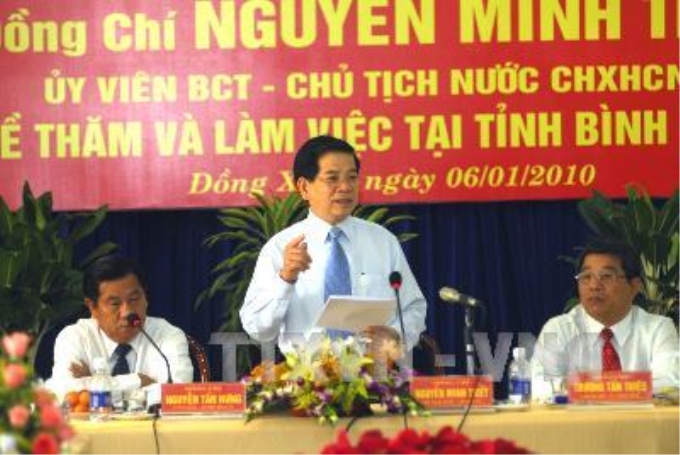 Chủ tịch nước Nguyễn Minh Triết làm việc tại Bình Phước - Ảnh: Chinhphu. vn