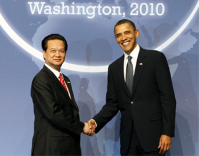 Tổng thống Hoa Kỳ Obama đón tiếp Thủ tướng Nguyễn Tấn Dũng đến dự Hội nghị - Ảnh TTXVN